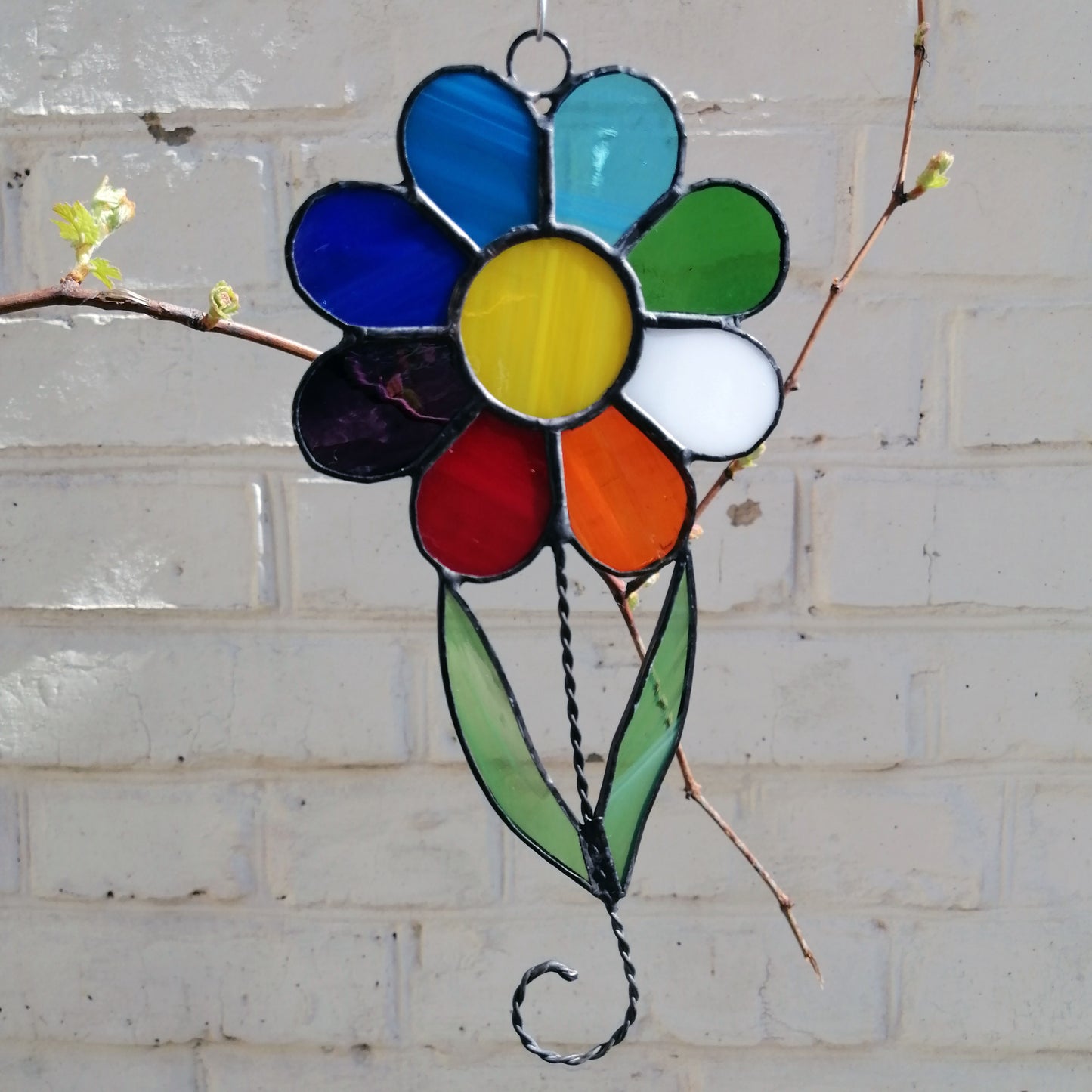 Rainbow Daisy Stained Glass Suncatcher