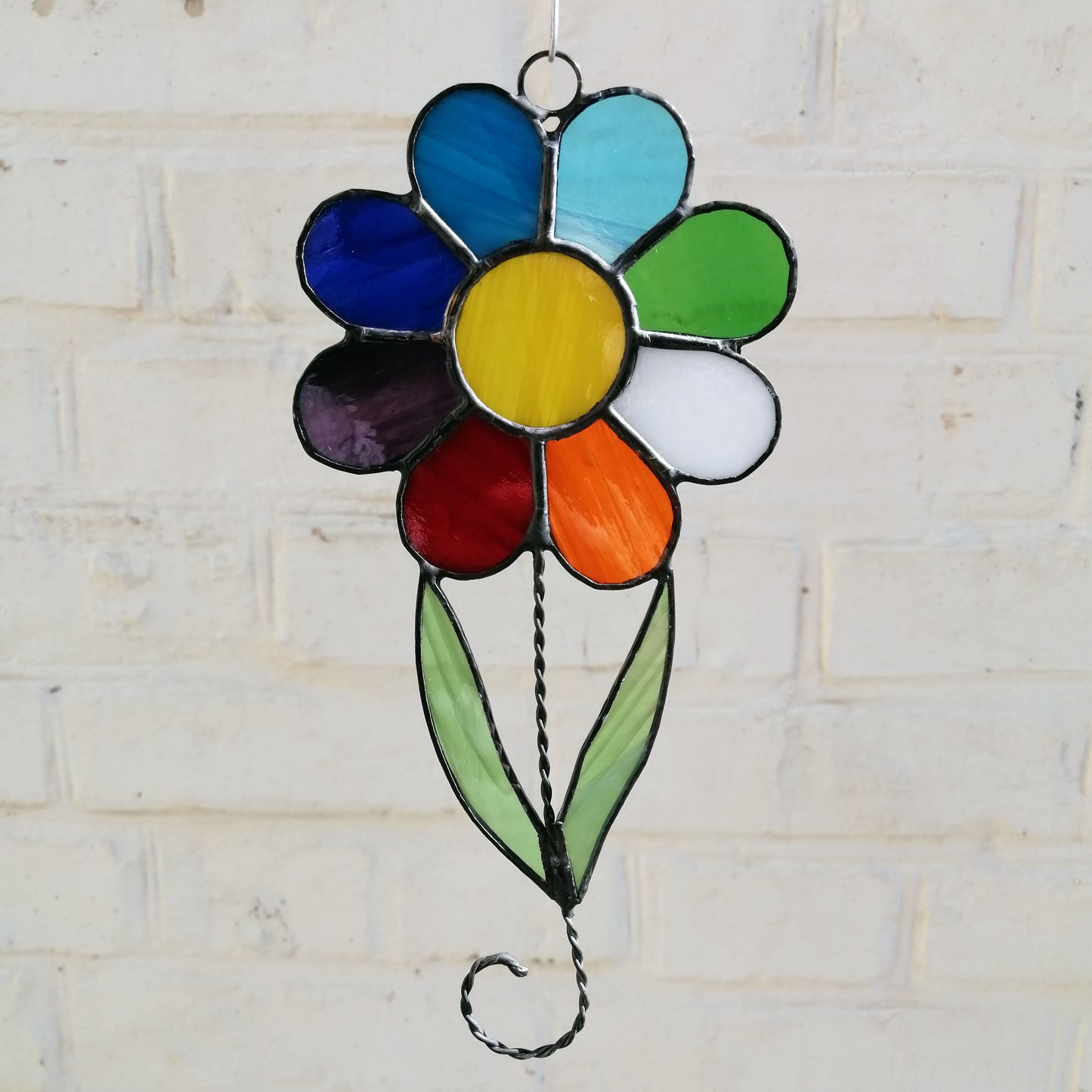 Rainbow Daisy Stained Glass Suncatcher