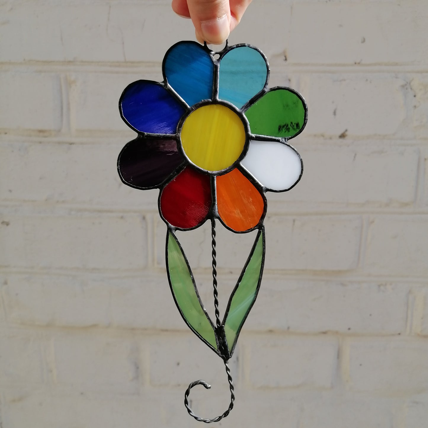 Rainbow Daisy Stained Glass Suncatcher