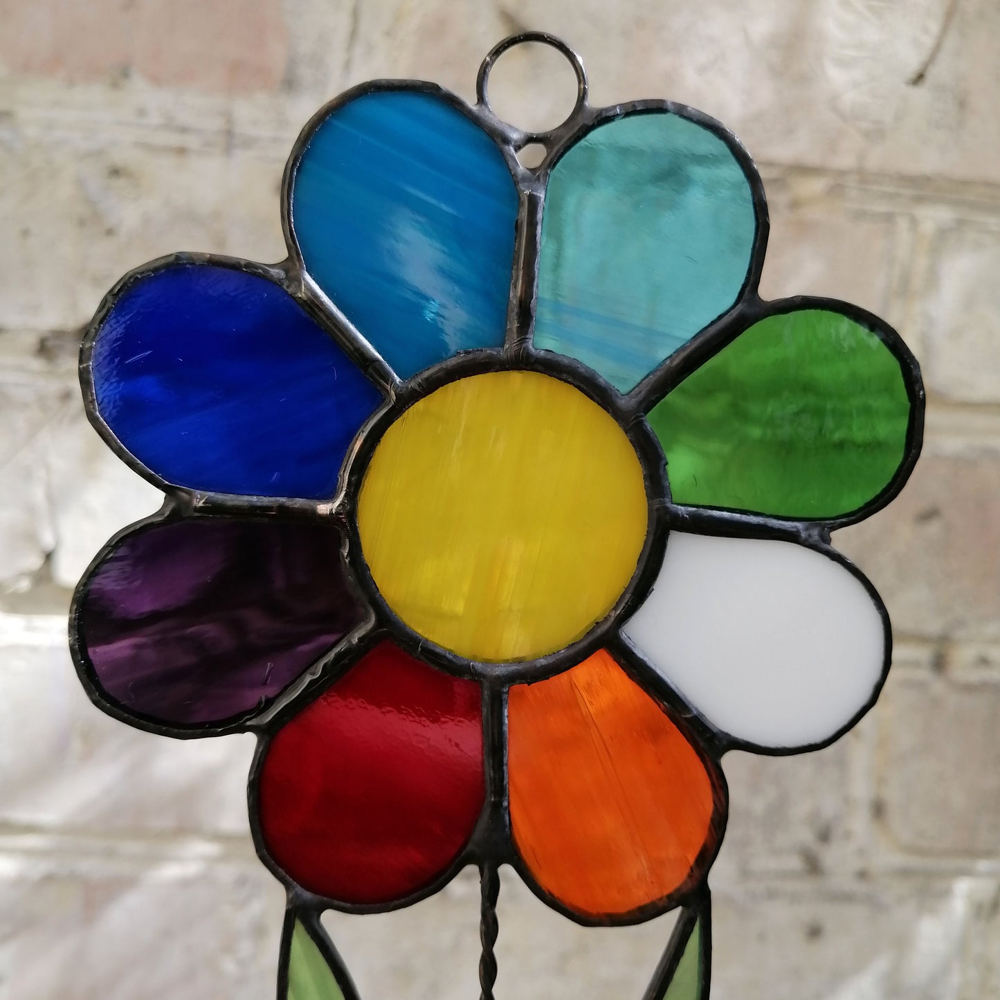 Rainbow Daisy Stained Glass Suncatcher