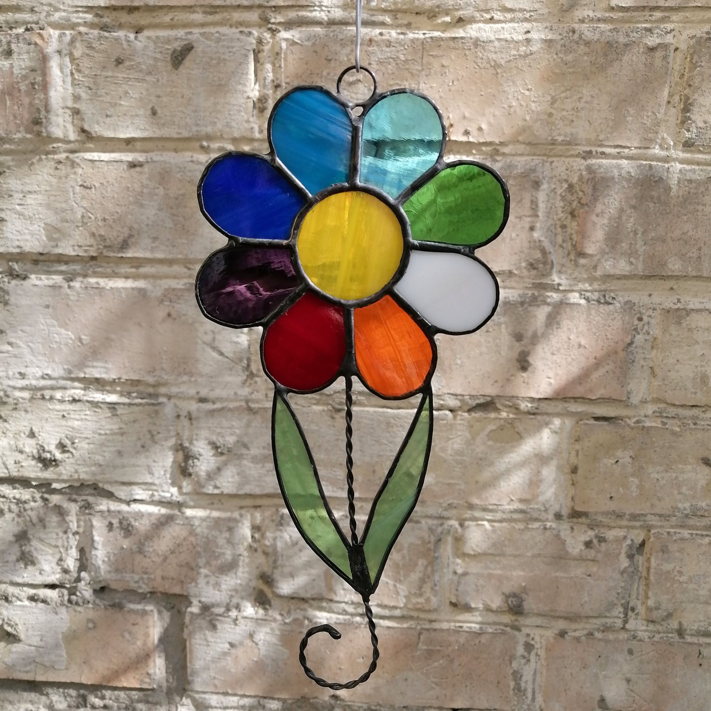 Rainbow Daisy Stained Glass Suncatcher