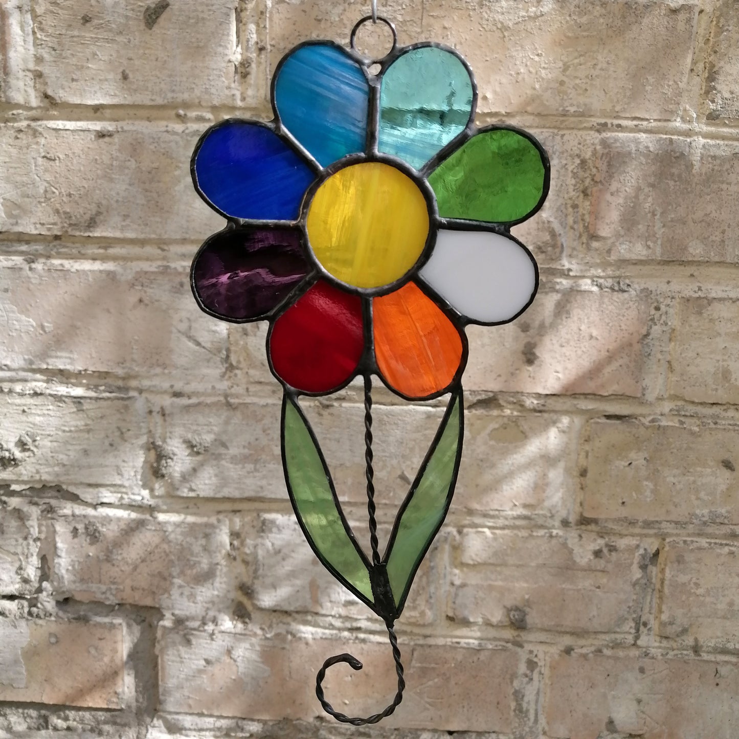 Rainbow Daisy Stained Glass Suncatcher