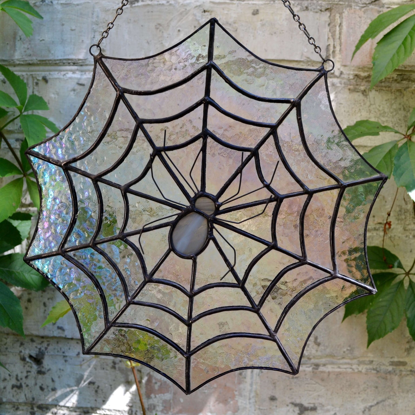 Stained Glass Spiderweb Suncatcher