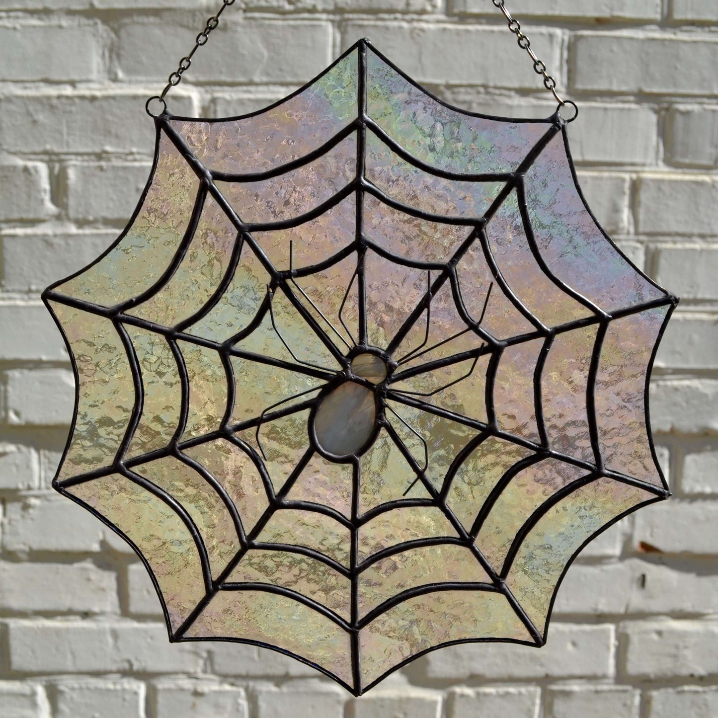 Stained Glass Spiderweb Suncatcher