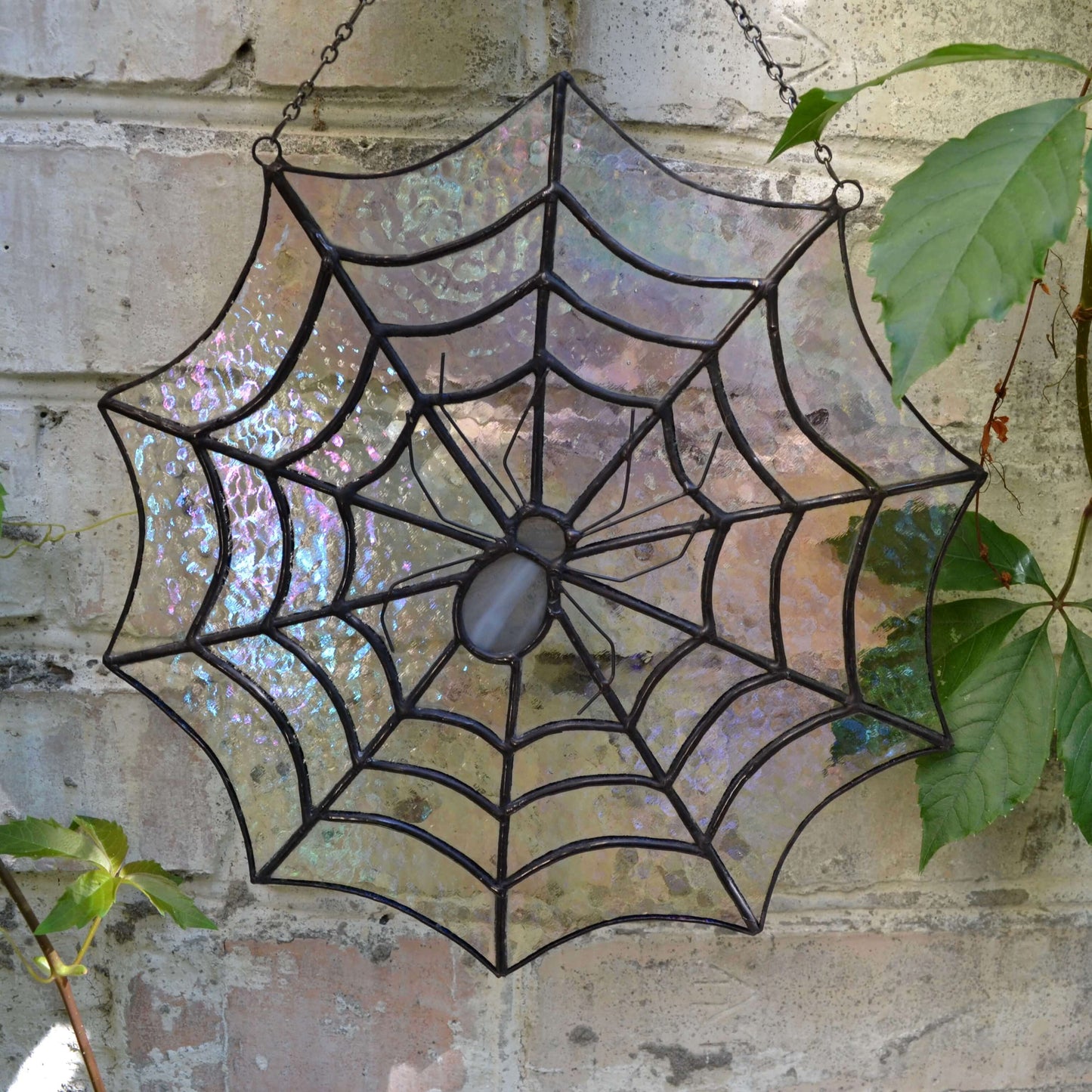 Stained Glass Spiderweb Suncatcher