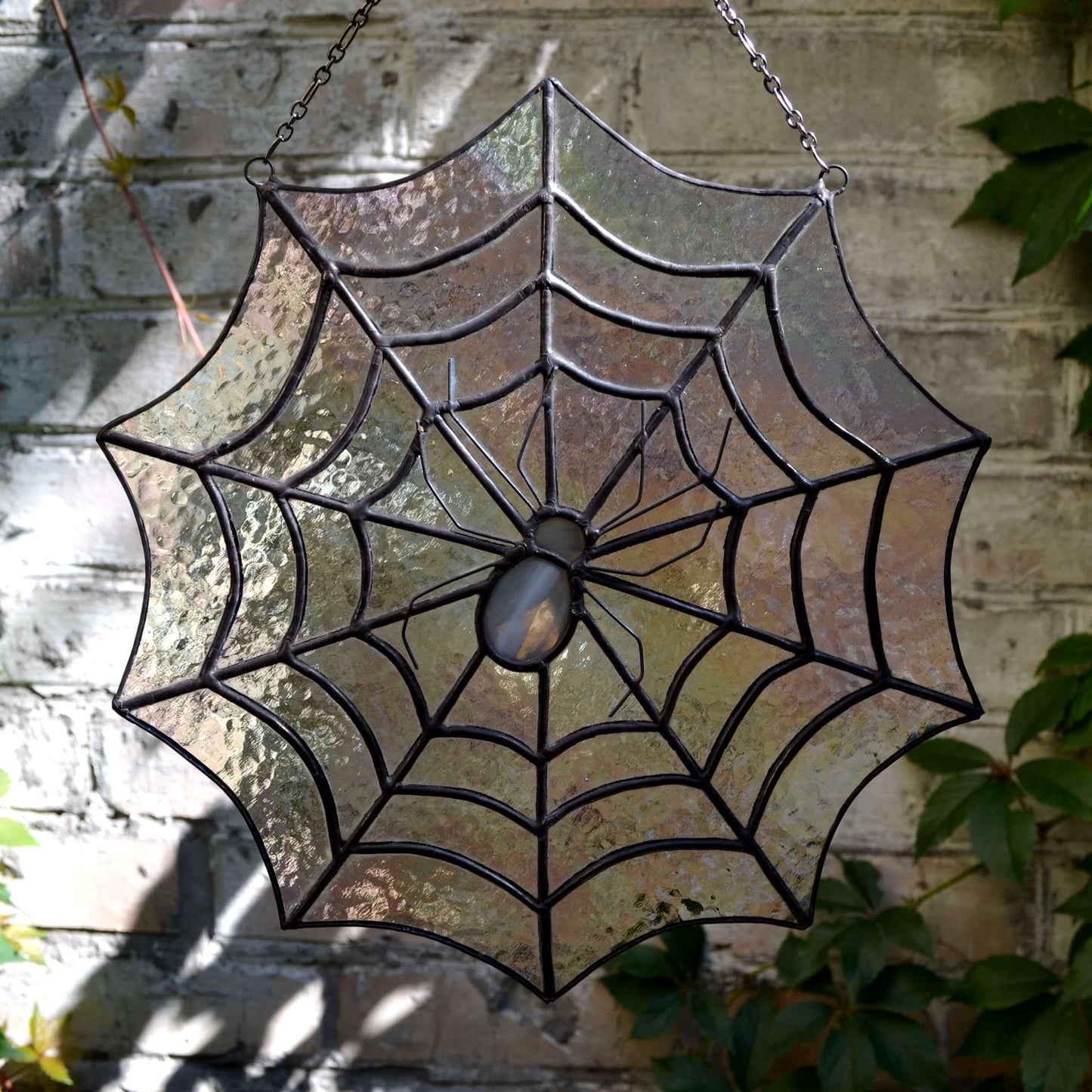 Stained Glass Spiderweb Suncatcher