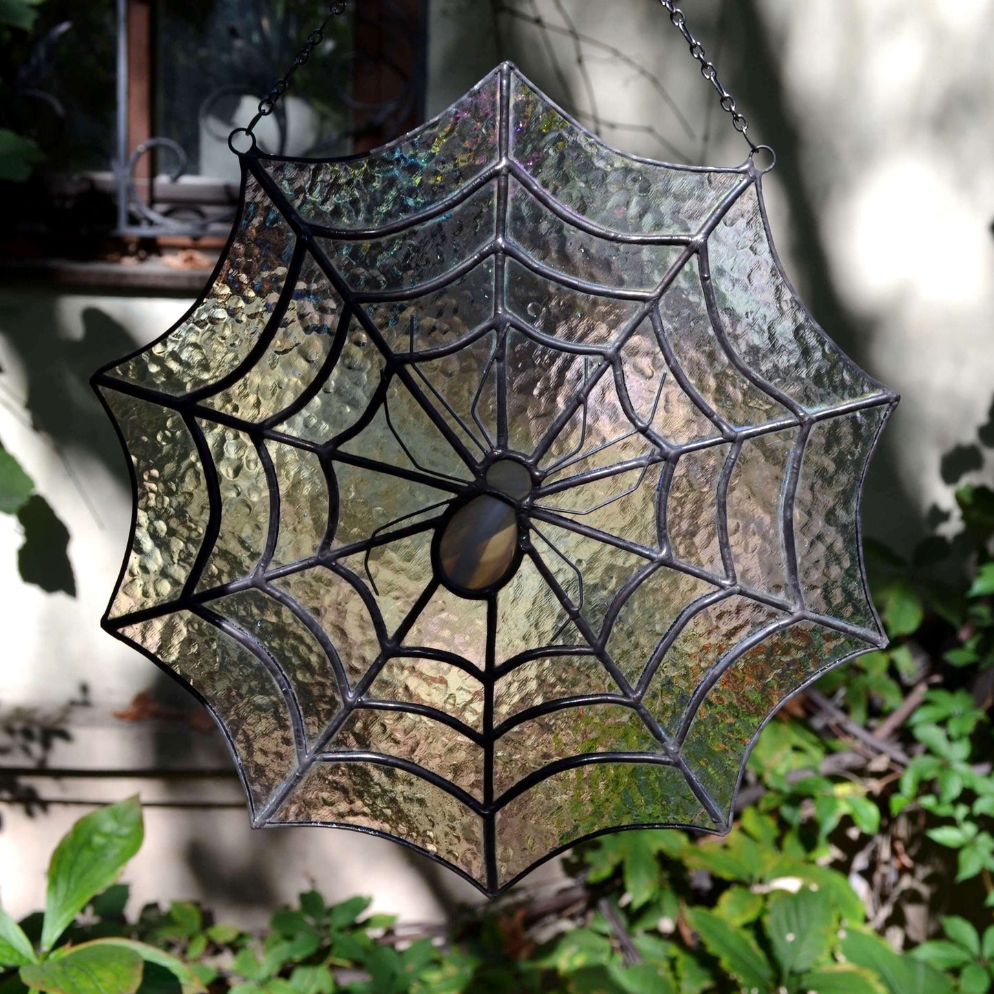 Stained Glass Spiderweb Suncatcher