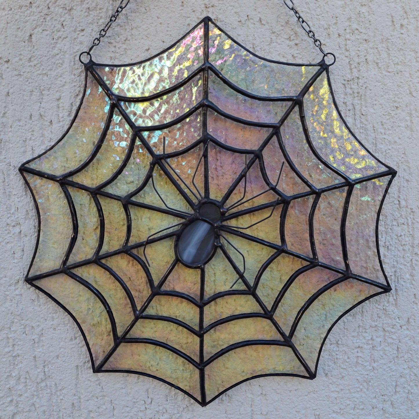 Stained Glass Spiderweb Suncatcher