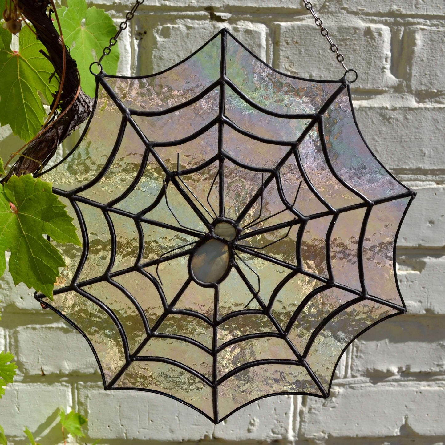 Stained Glass Spiderweb Suncatcher