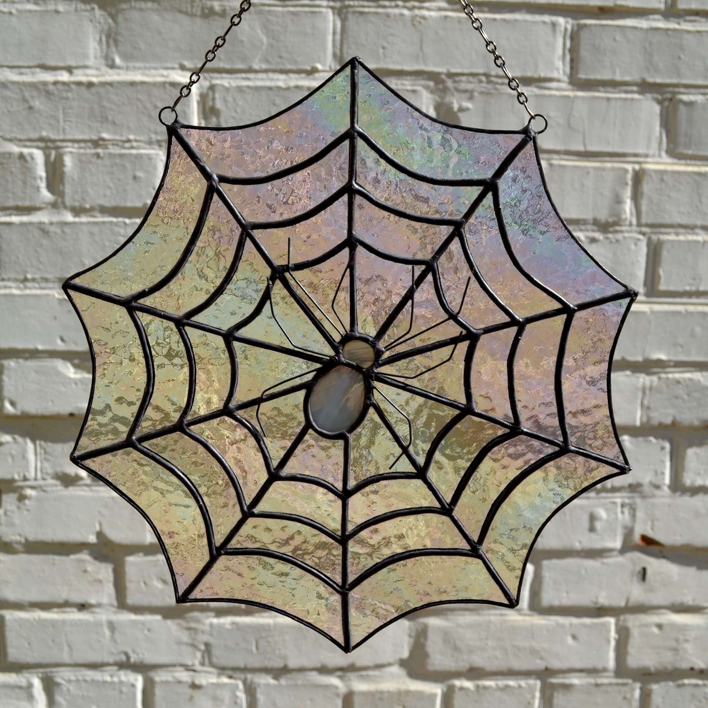 Stained Glass Spiderweb Suncatcher