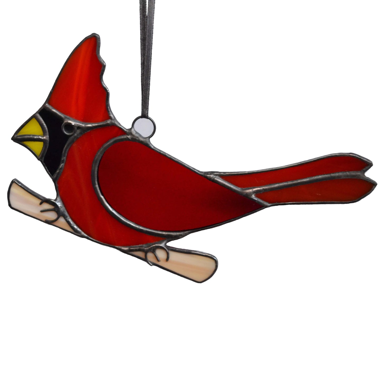 Red Cardinal Bird Stained Glass Suncatcher