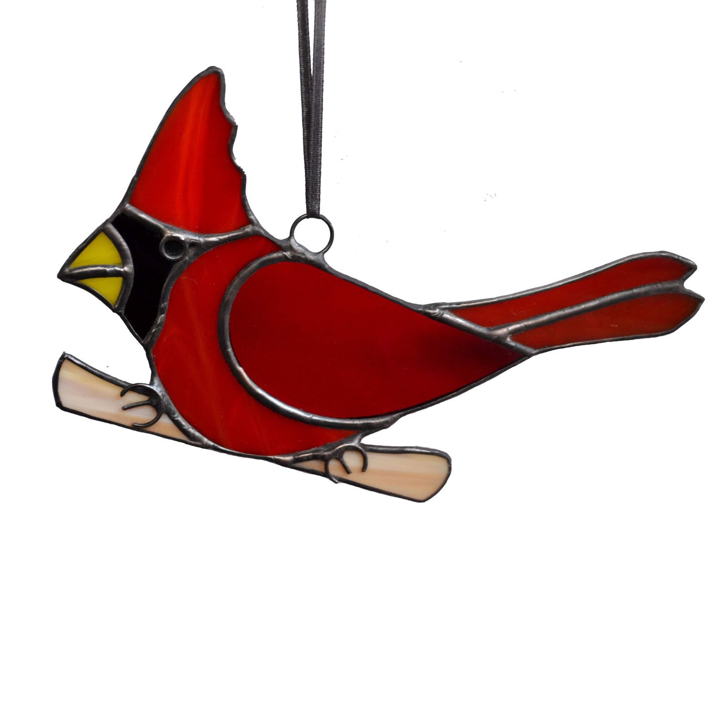 Red Cardinal Bird Stained Glass Suncatcher