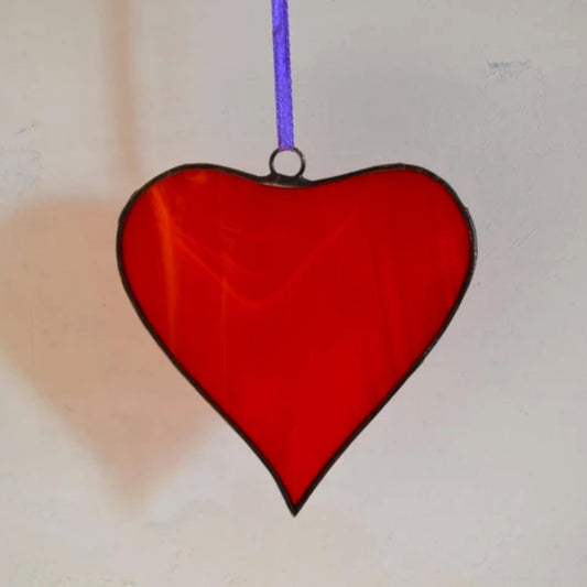 Red Heart Stained Glass Suncatcher Window Hanging