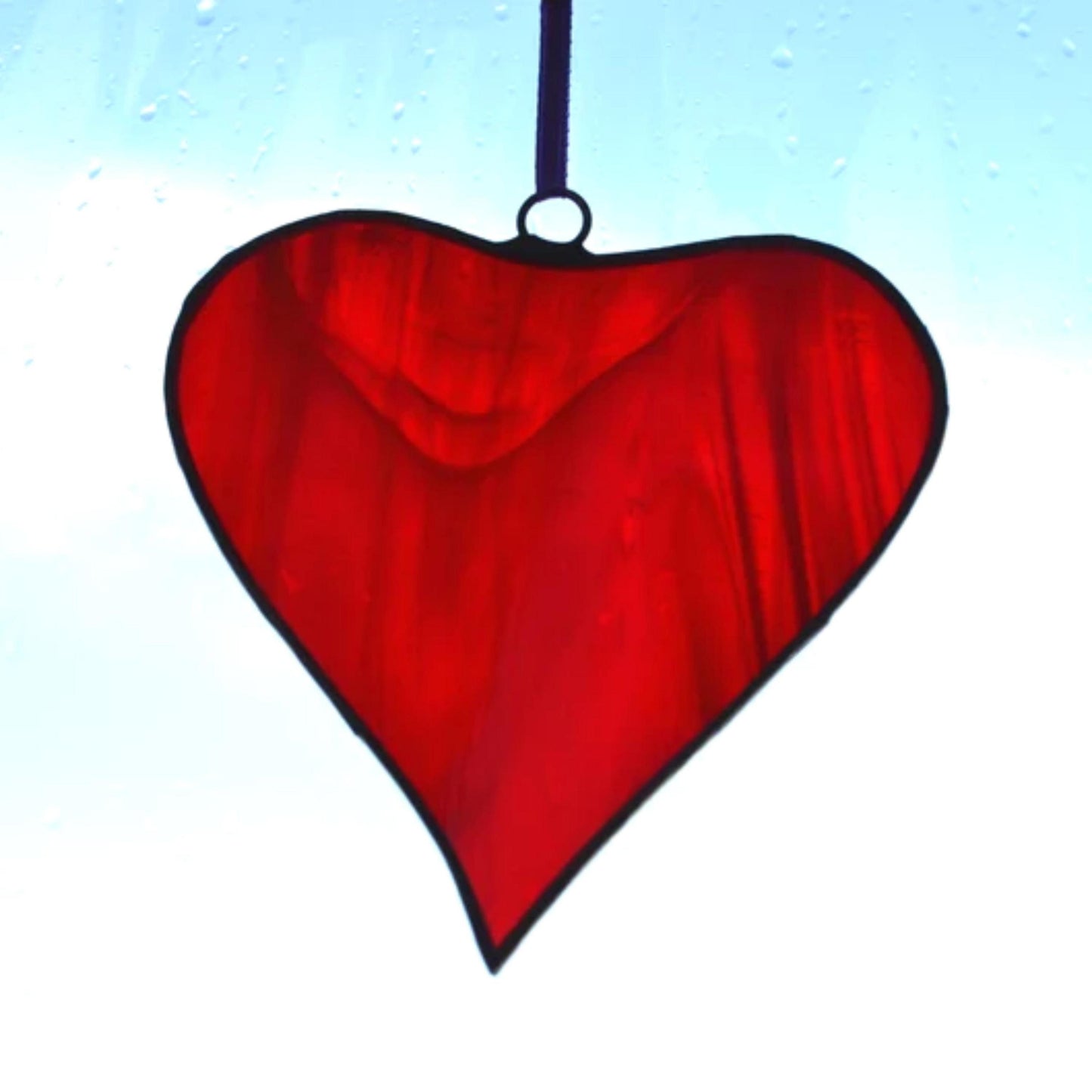 Red Heart Stained Glass Suncatcher Window Hanging