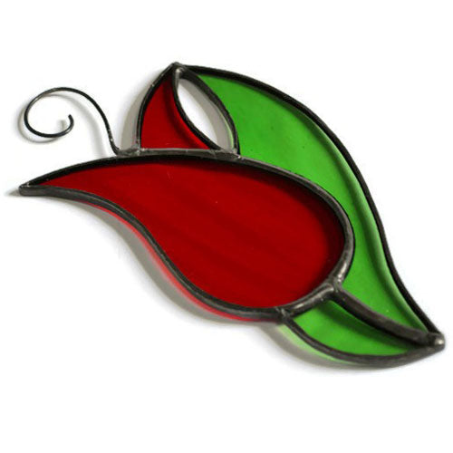 Red Tulip Stained Glass Suncatcher