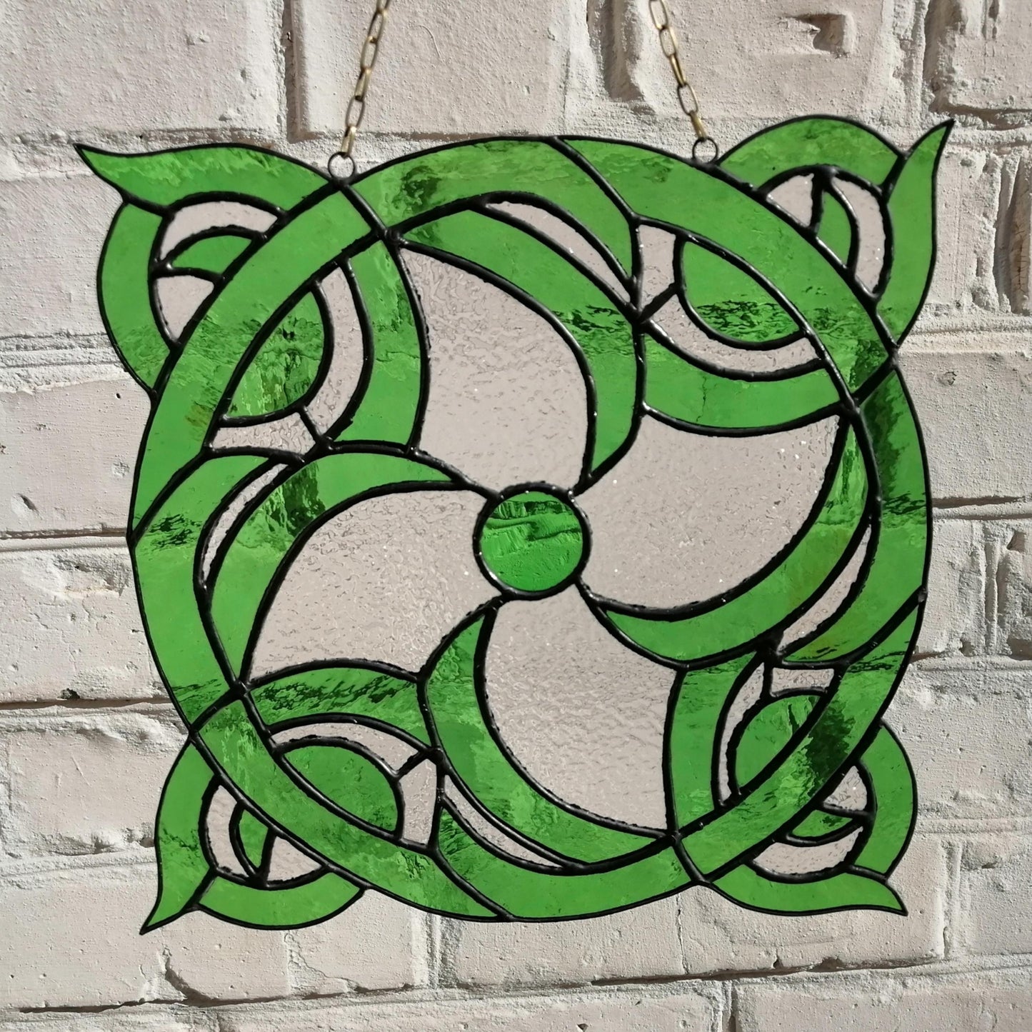 Vintage Style Circle Swirl Stained Glass Panel 10 Inch