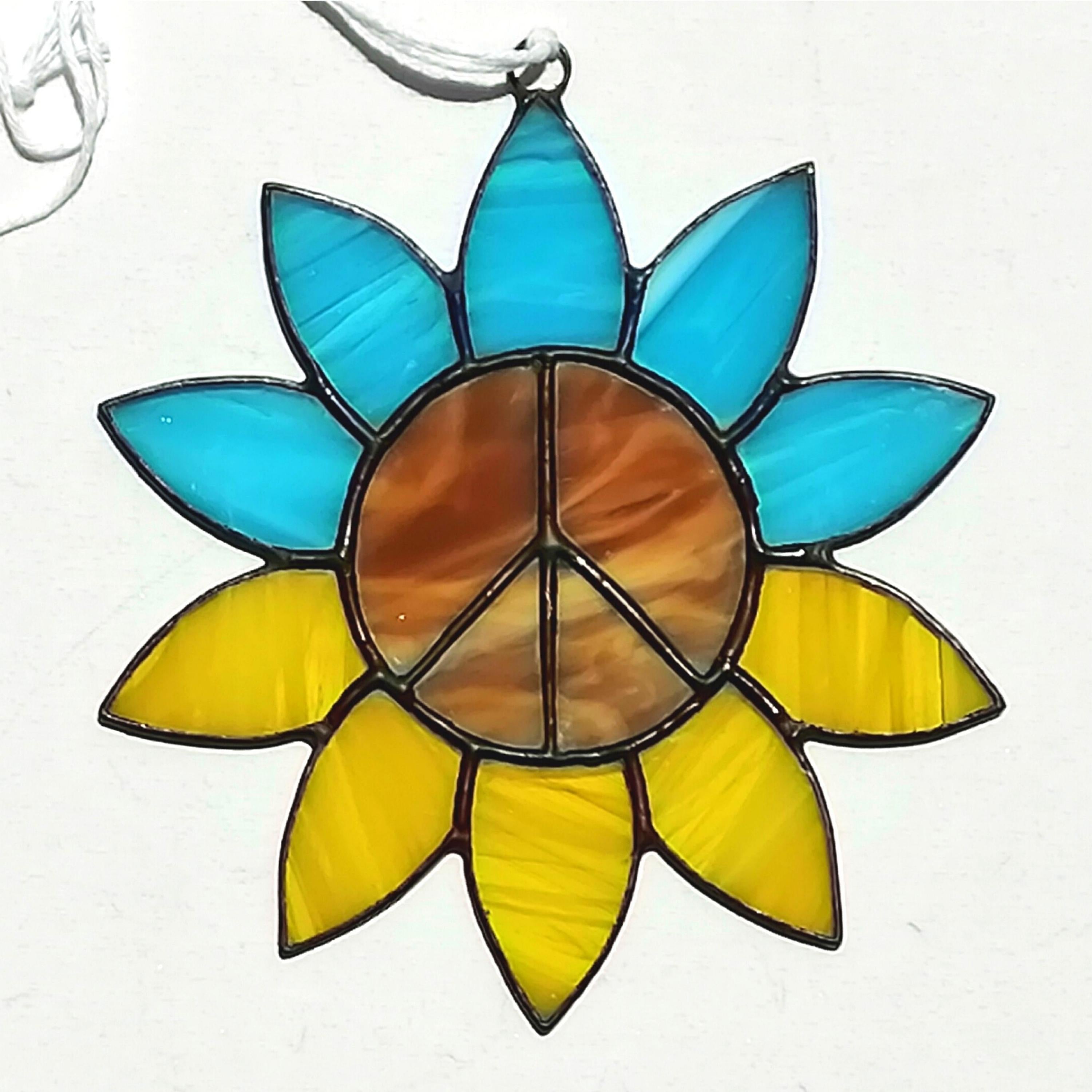 Stained Glass Peace Sign Suncatcher on sale