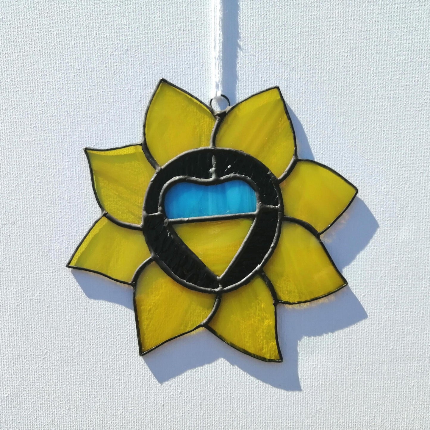 Ukrainian Sunflower Stained Glass Suncatcher