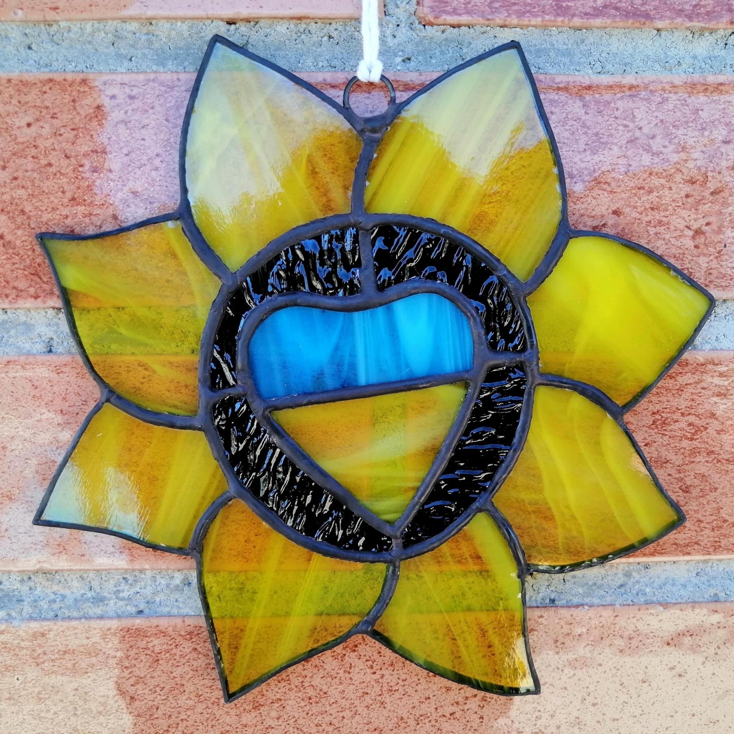 Ukrainian Sunflower Stained Glass Suncatcher