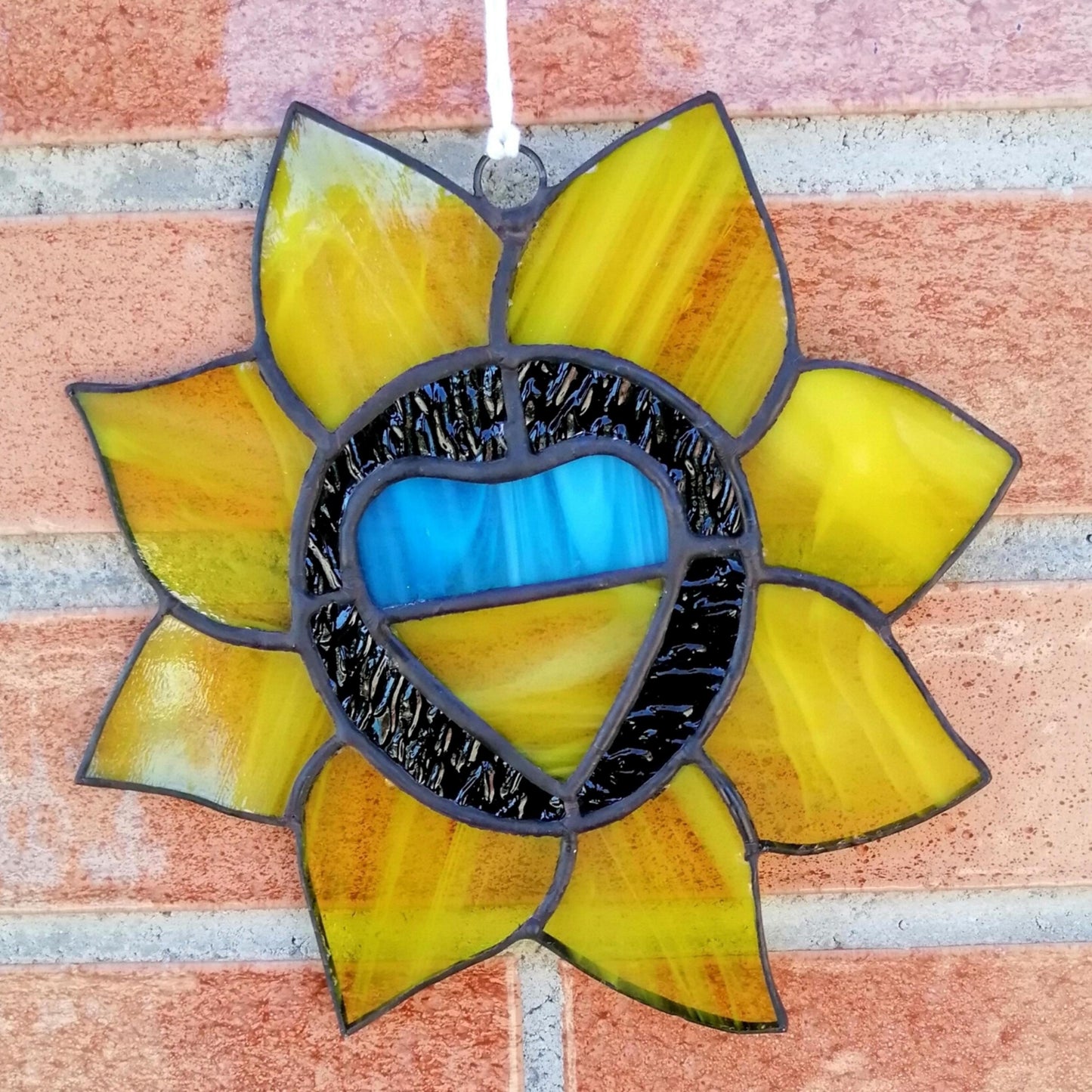 Ukrainian Sunflower Stained Glass Suncatcher