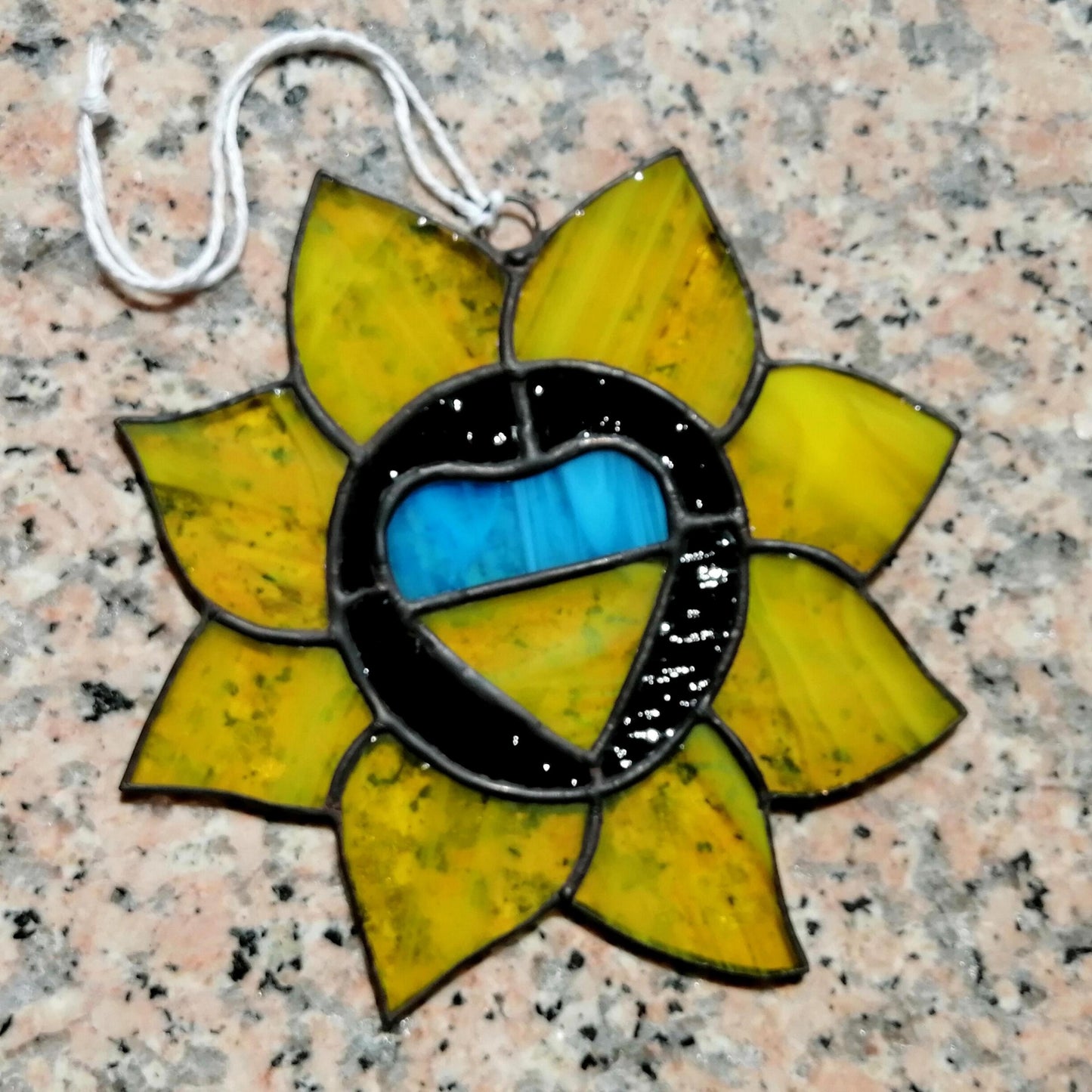 Ukrainian Sunflower Stained Glass Suncatcher