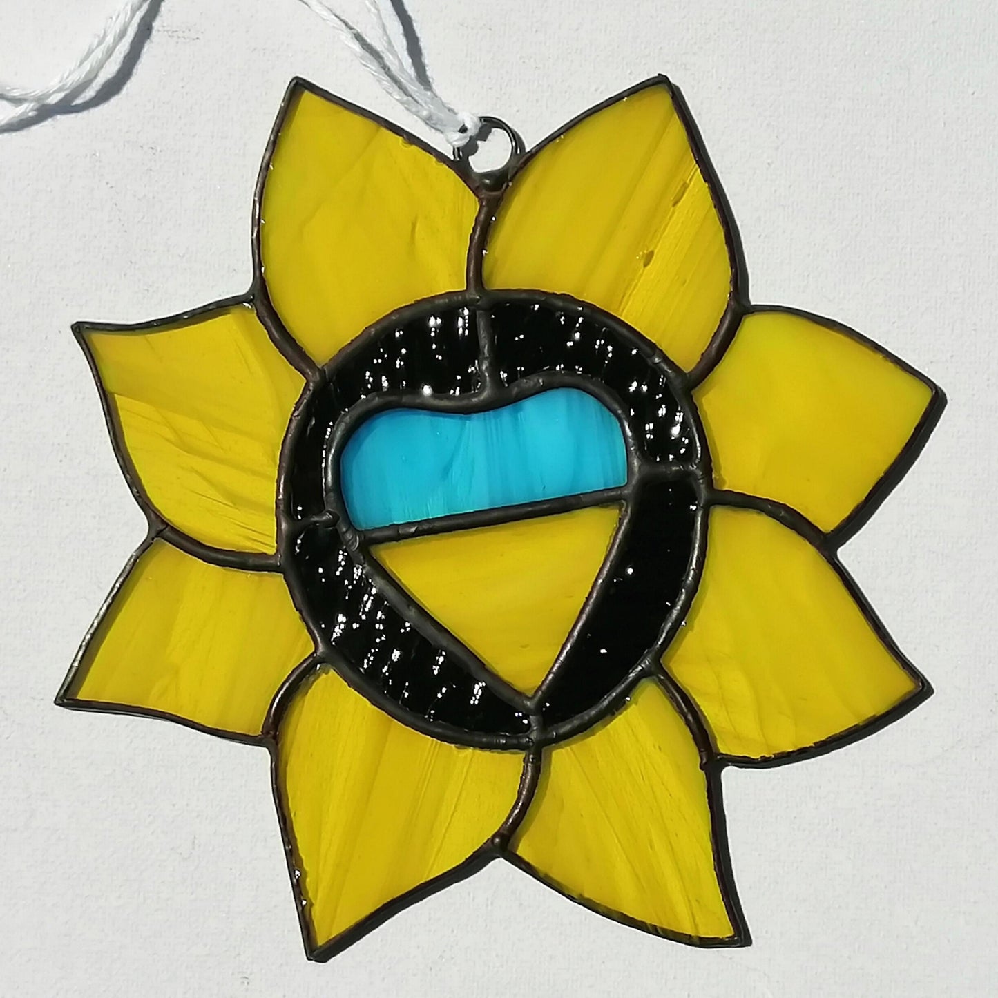 Ukrainian Sunflower Stained Glass Suncatcher