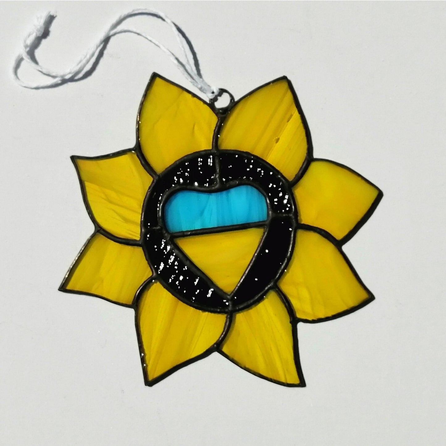 Ukrainian Sunflower Stained Glass Suncatcher