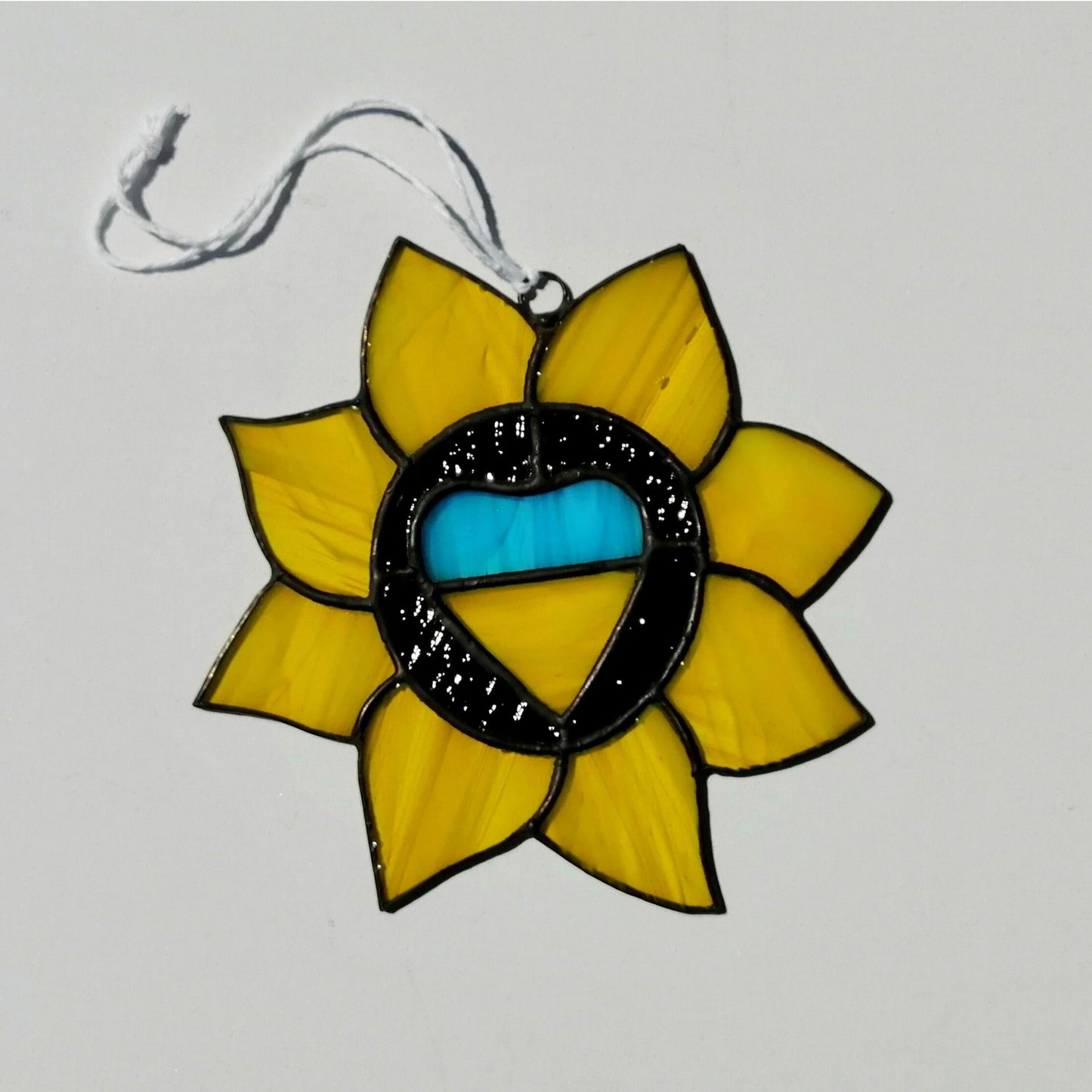 Ukrainian Sunflower Stained Glass Suncatcher