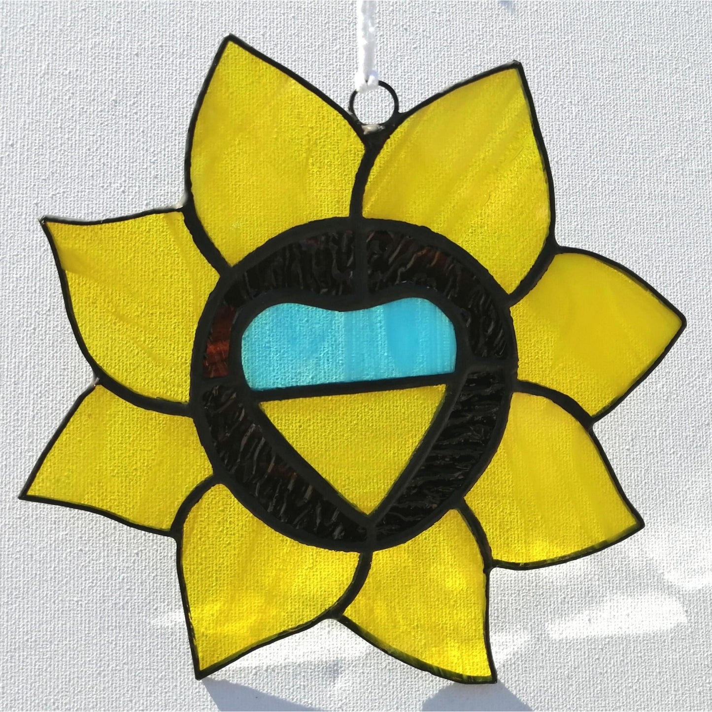 Ukrainian Sunflower Stained Glass Suncatcher