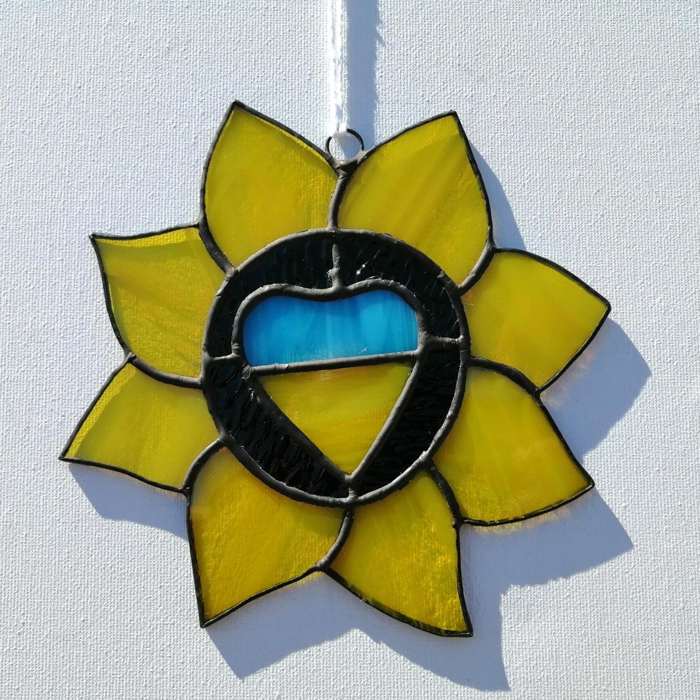 Ukrainian Sunflower Stained Glass Suncatcher