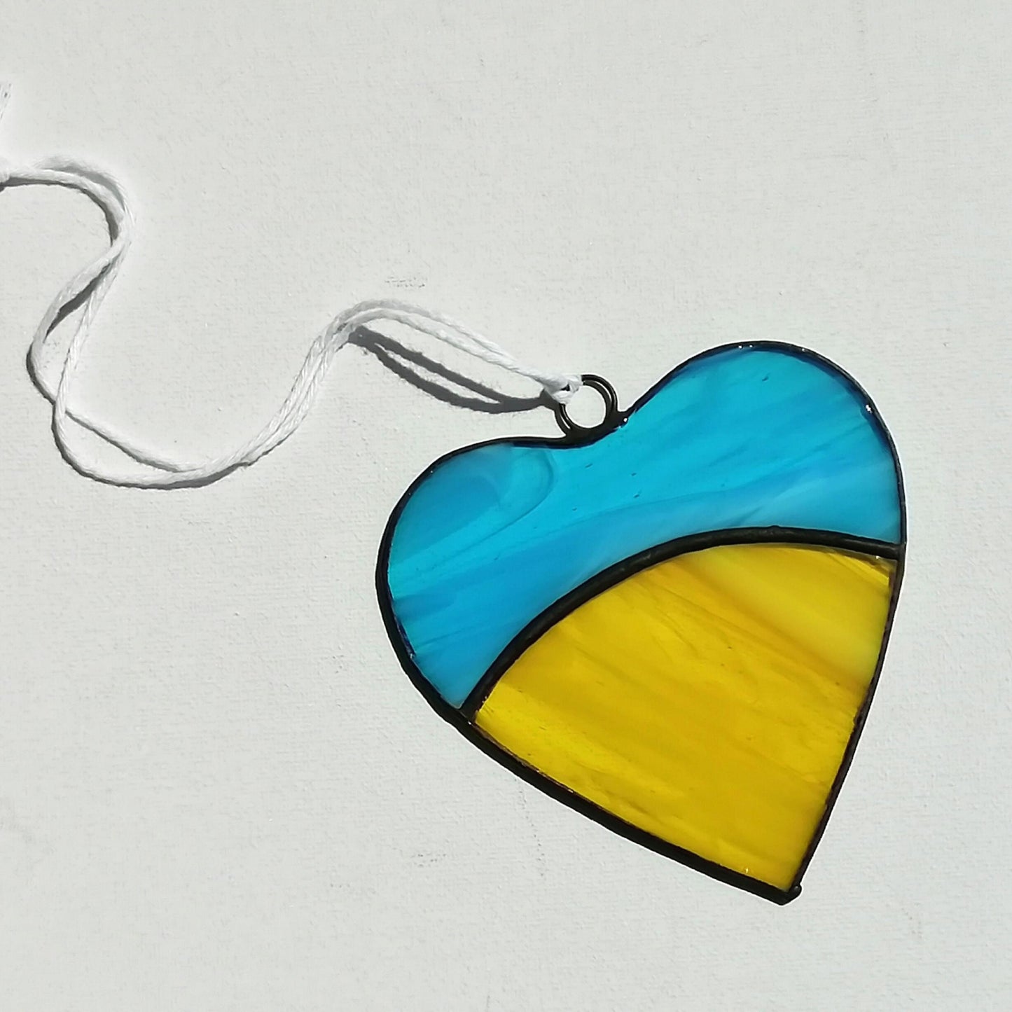 Ukraine Heart Flag Stained Glass Suncatcher