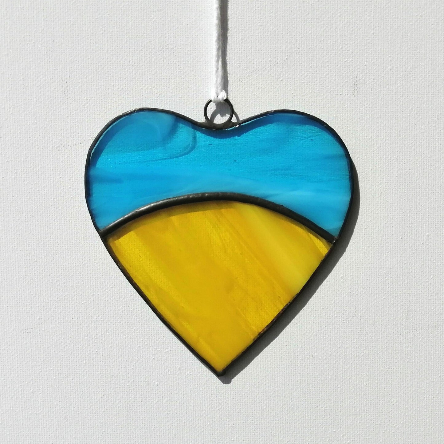 Ukraine Heart Flag Stained Glass Suncatcher