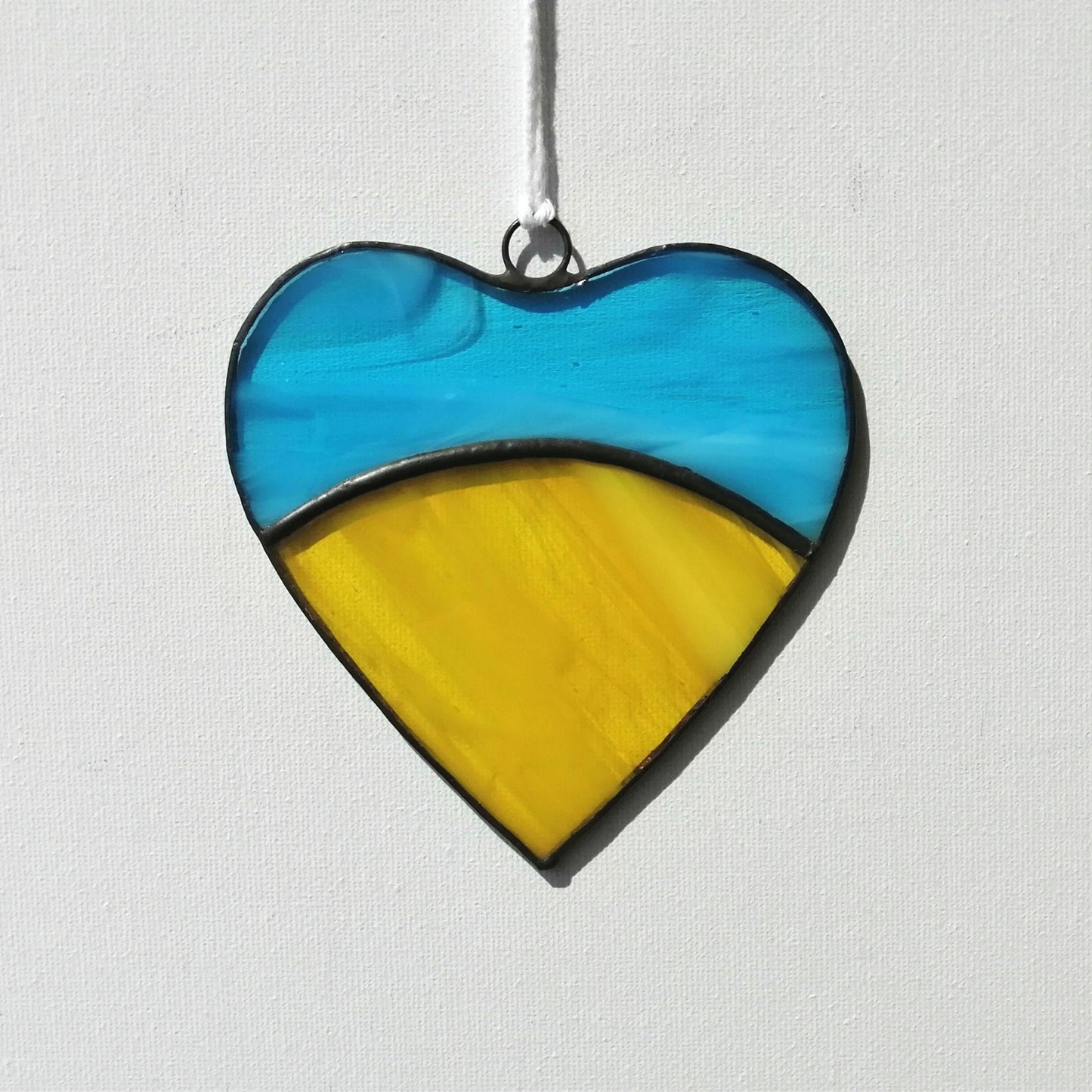 Ukraine Heart Flag Stained Glass Suncatcher