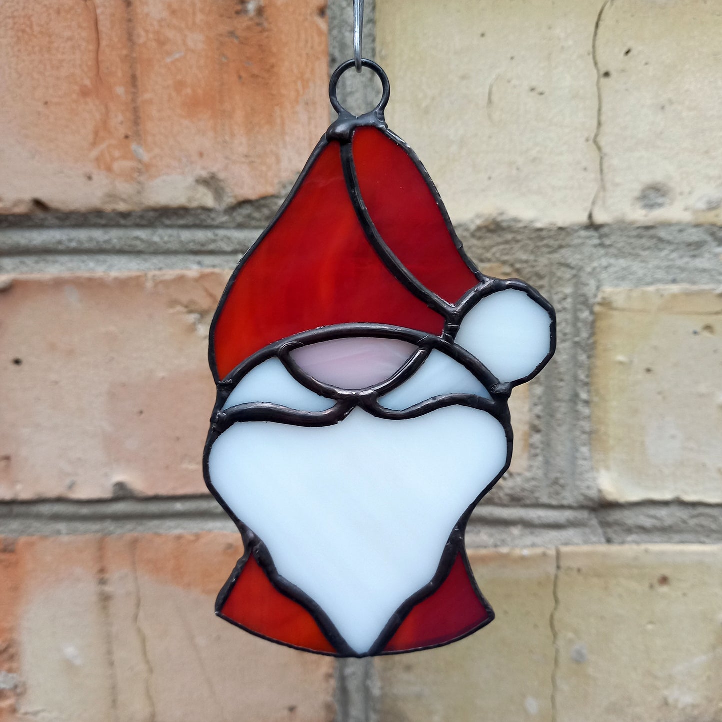 Jolly Santa Claus Stained Glass Christmas Suncatcher