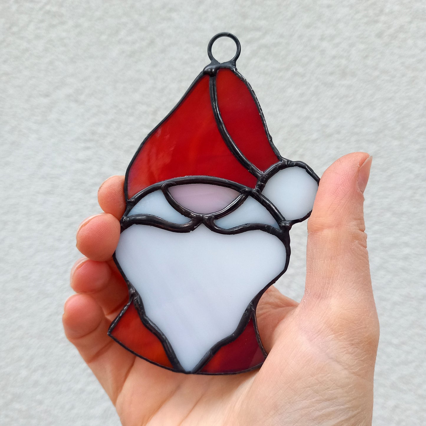 Jolly Santa Claus Stained Glass Christmas Suncatcher