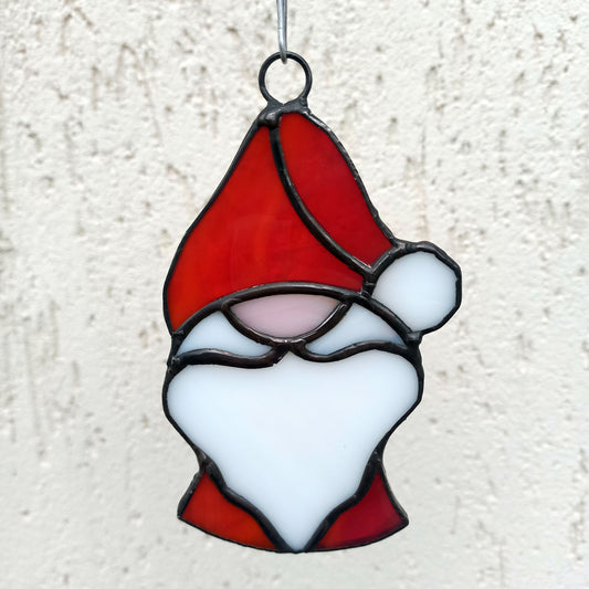 Jolly Santa Claus Stained Glass Christmas Suncatcher