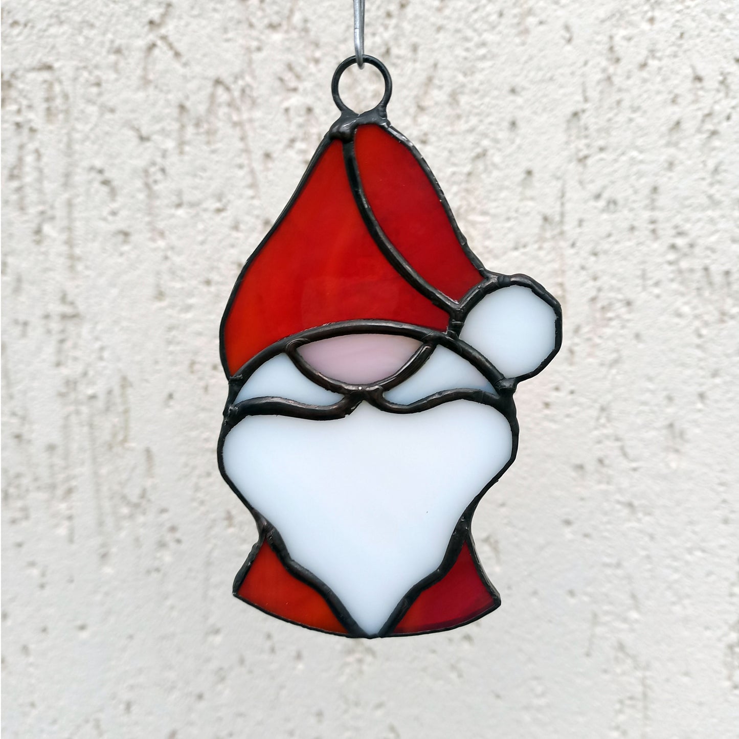 Jolly Santa Claus Stained Glass Christmas Suncatcher