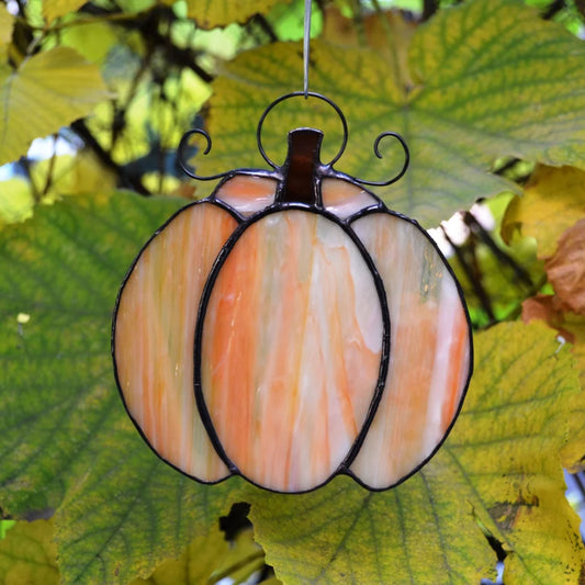 Small Fall Pumpkin Stained Glass Suncatcher