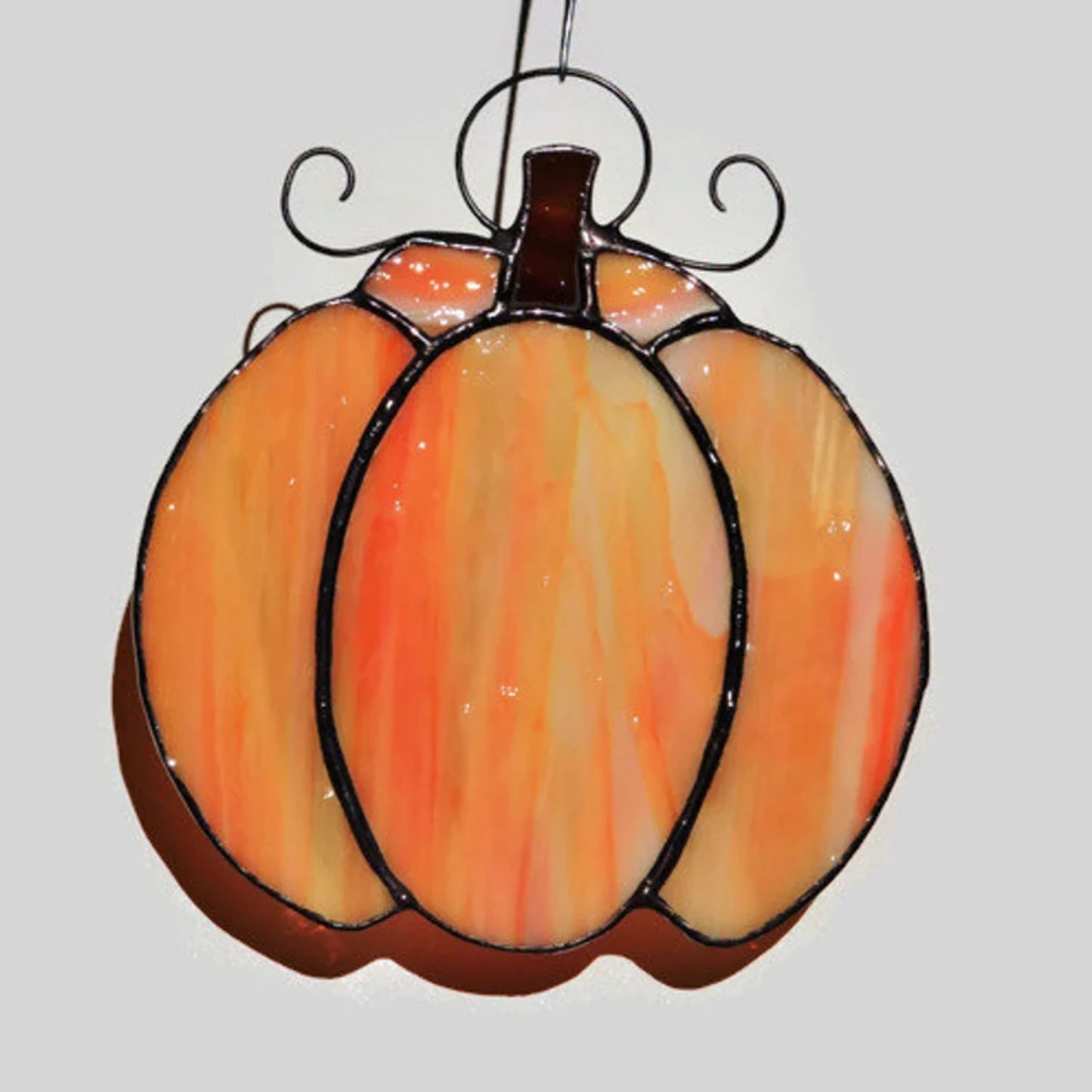 Small Fall Pumpkin Stained Glass Suncatcher