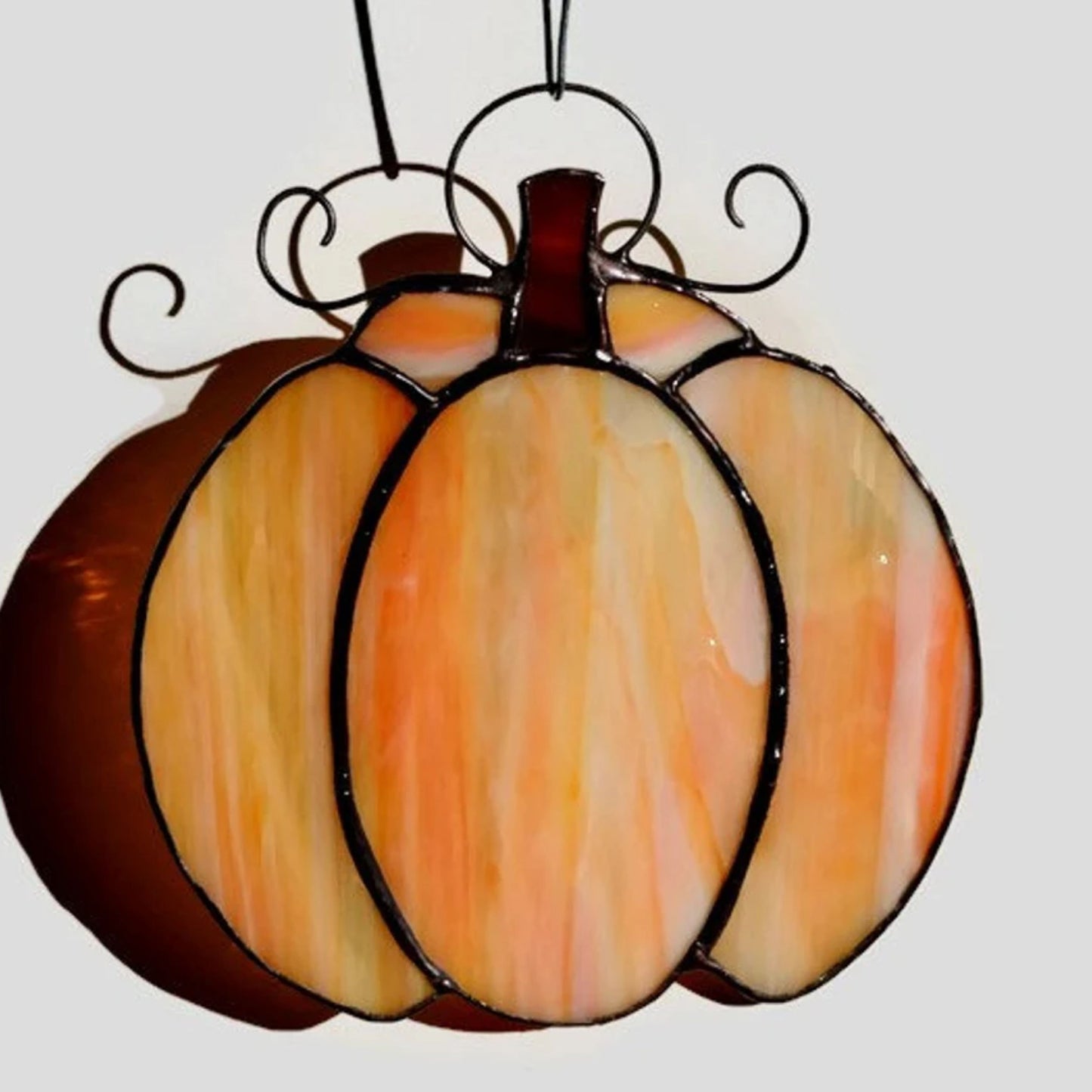 Small Fall Pumpkin Stained Glass Suncatcher