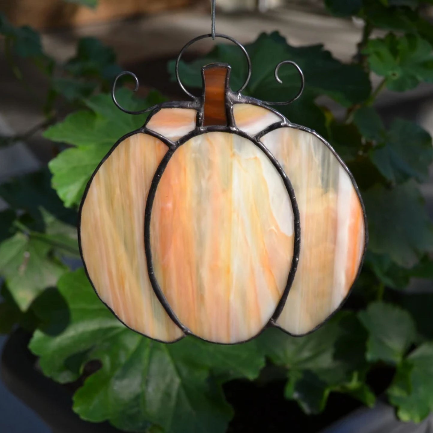 Small Fall Pumpkin Stained Glass Suncatcher