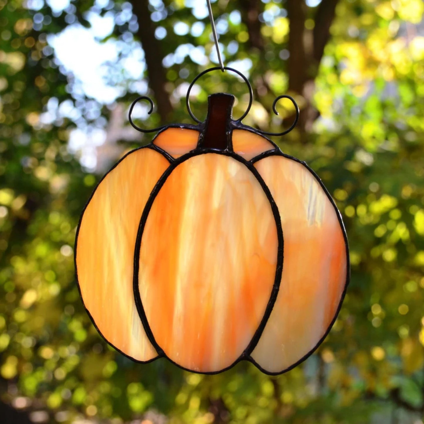 Small Fall Pumpkin Stained Glass Suncatcher