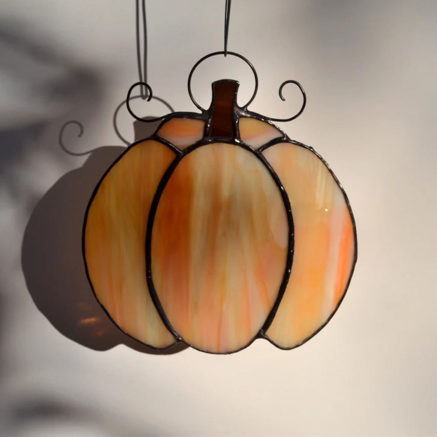 Small Fall Pumpkin Stained Glass Suncatcher