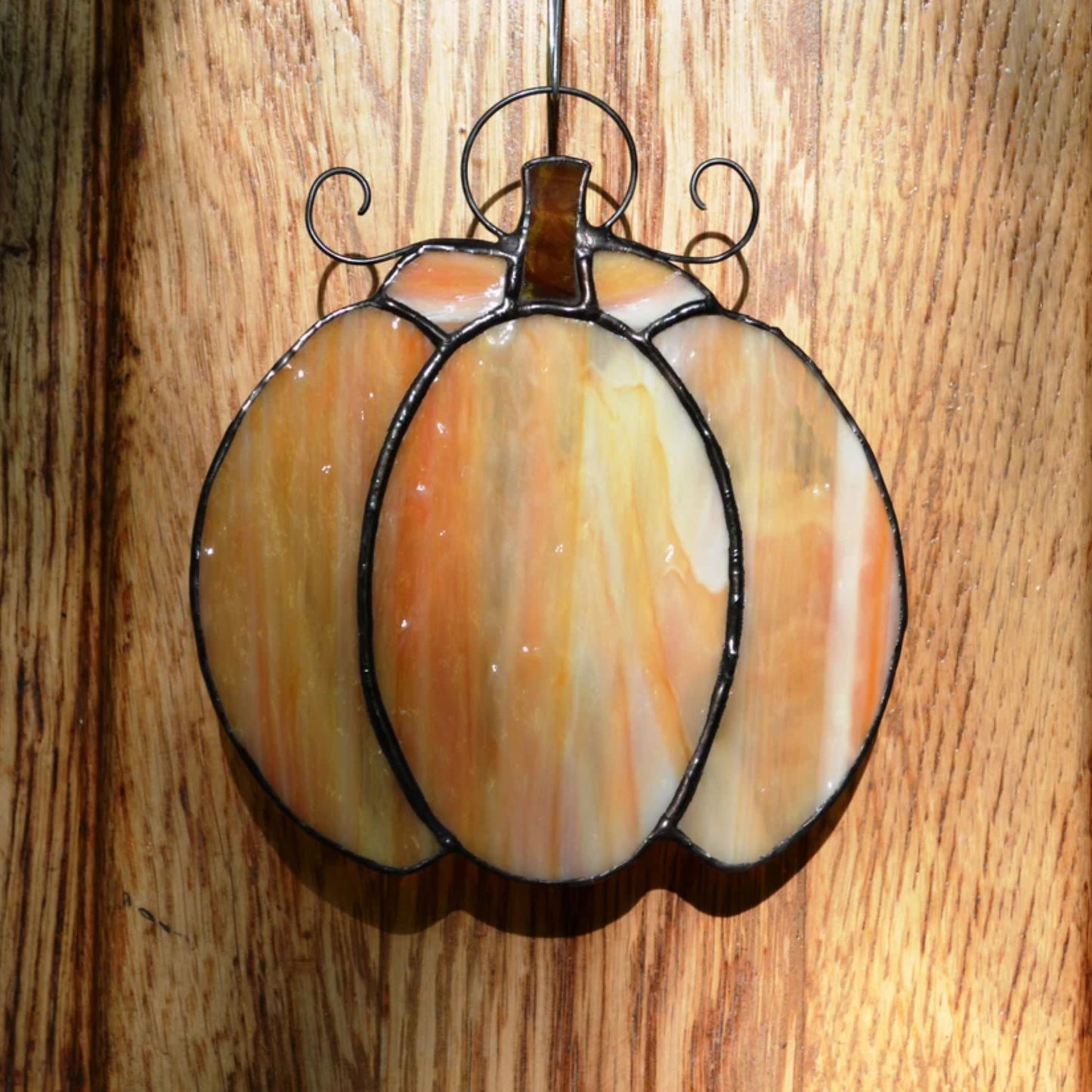 Small Fall Pumpkin Stained Glass Suncatcher