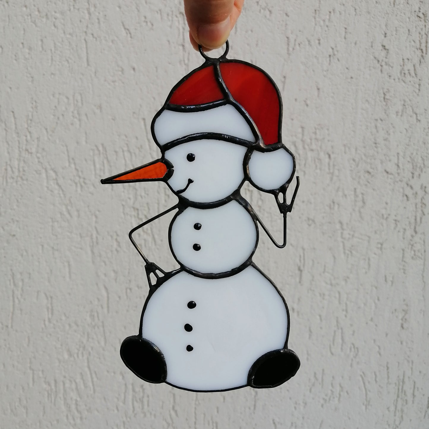 Stained Glass Snowman Christmas Ornament