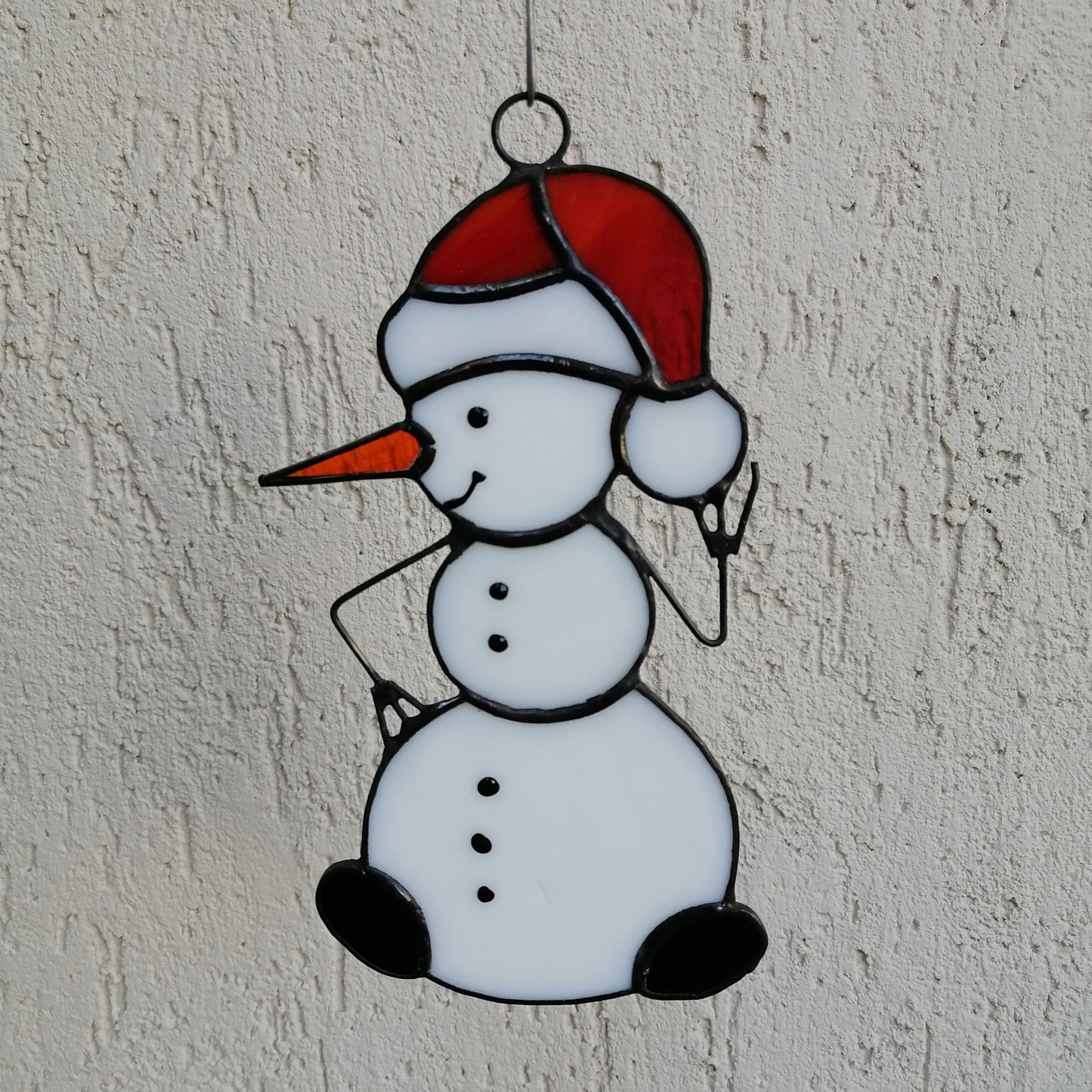 Stained Glass Snowman Christmas Ornament