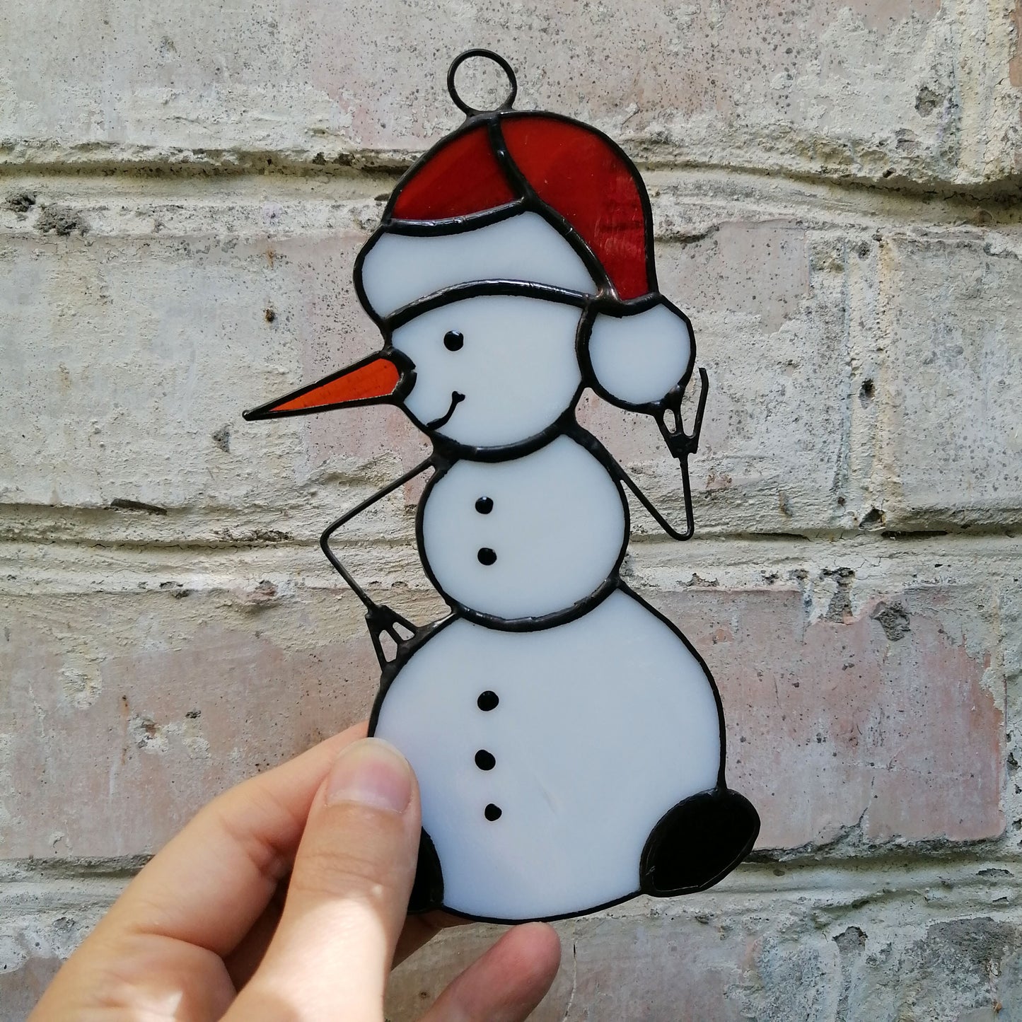 Stained Glass Snowman Christmas Ornament