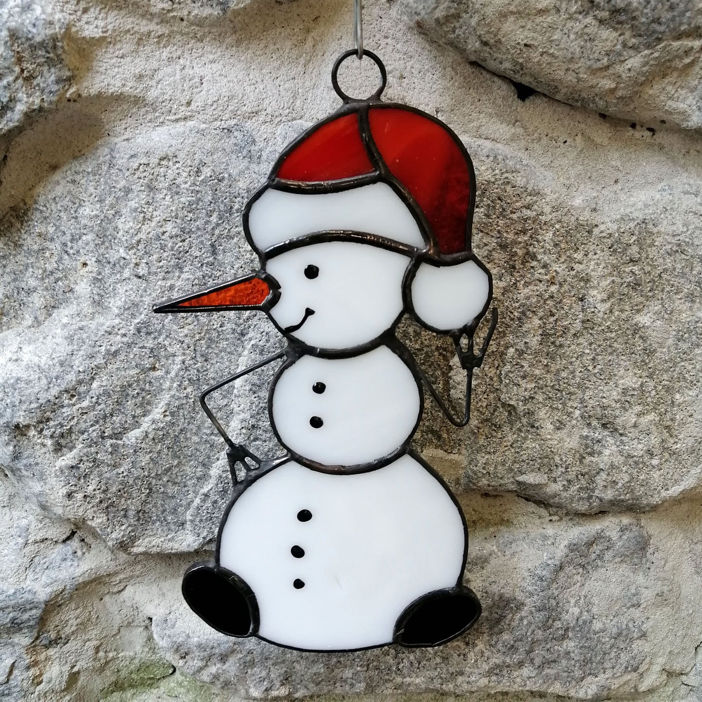 Stained Glass Snowman Christmas Ornament