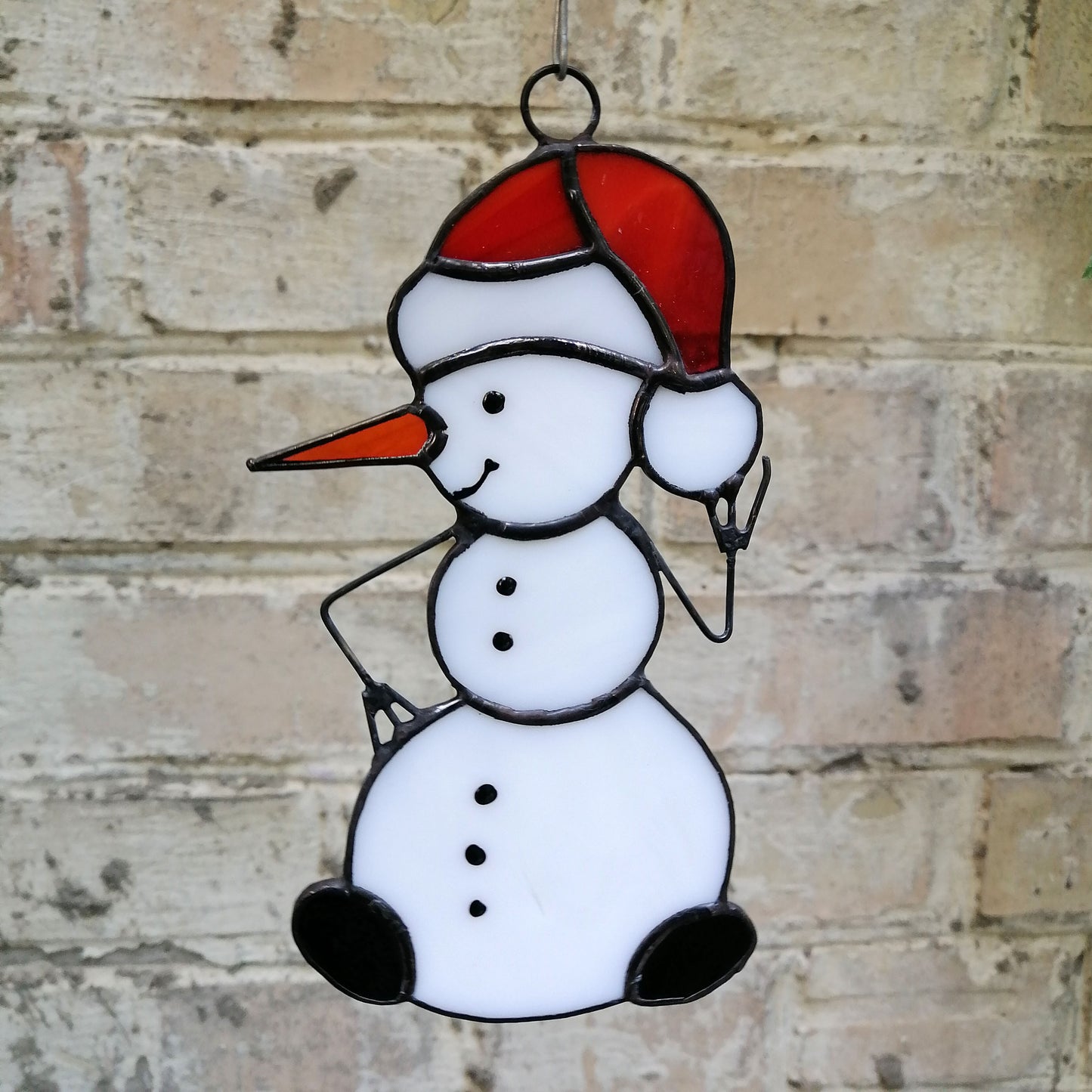 Stained Glass Snowman Christmas Ornament