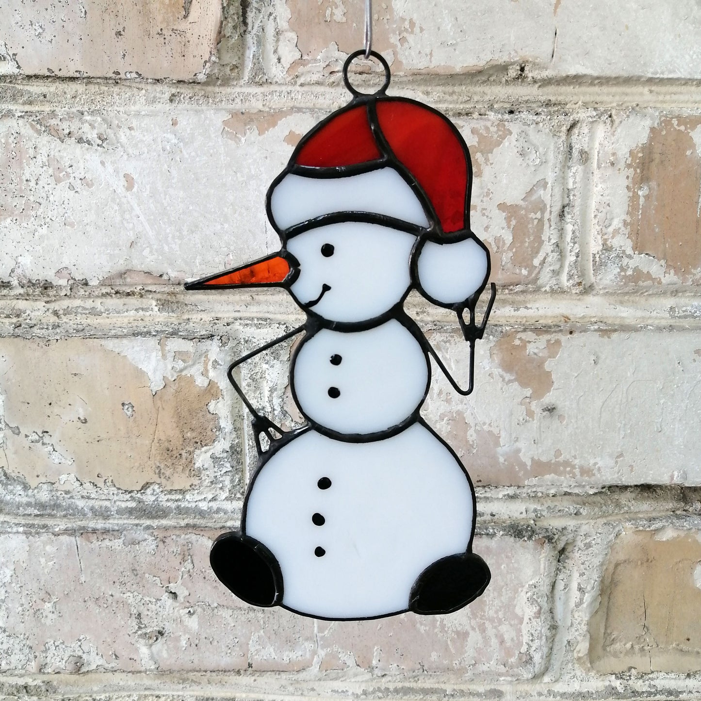 Stained Glass Snowman Christmas Ornament